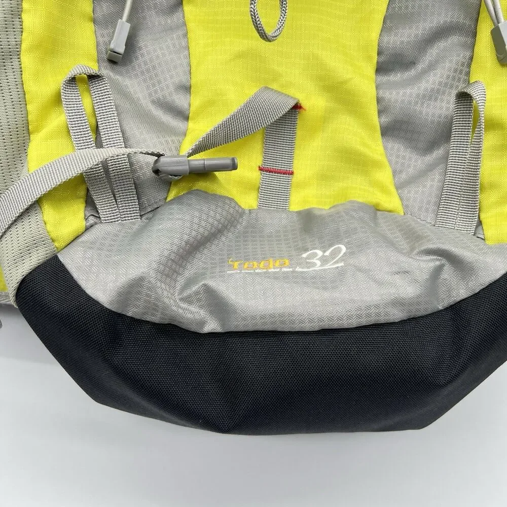 Hiking Backpack W/Rain Cove 32L Yellow Gray Outdoor Camping Trail   Wudz Togo 32